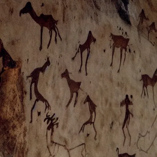 Prompt: amogus cave painting