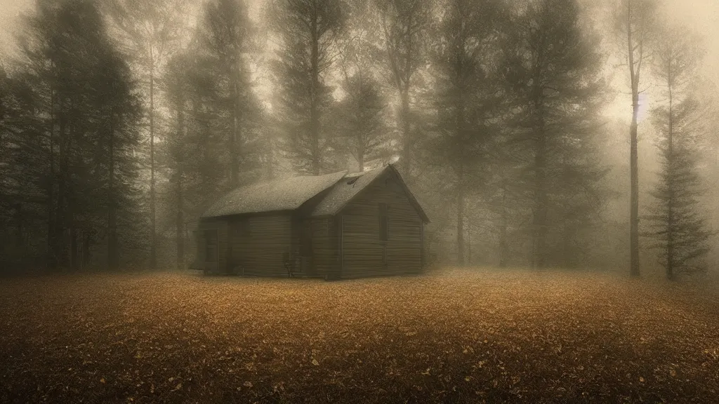 Prompt: [ a cottage in the woods. ] artgerm, mikko lagerstedt, zack snyder, tokujin yoshioka