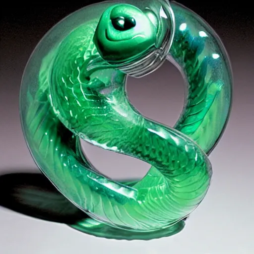 Prompt: an ouroborous made out of glass