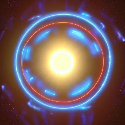 Prompt: blue circle of energy, light, cgi, sci - fi, hologram