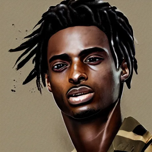 Image similar to playboi carti as a world war ii soldier digital art 4 k detailed super realistic