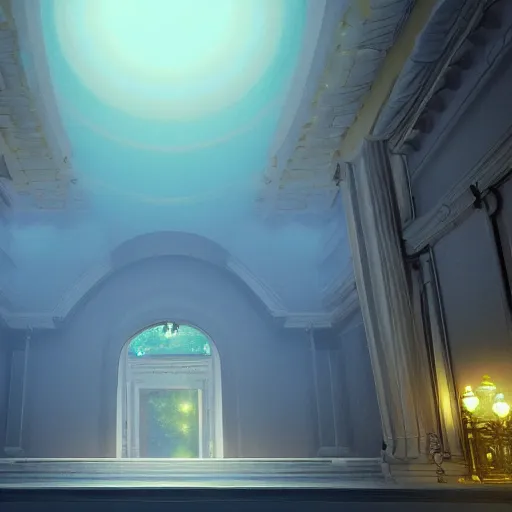 Image similar to the grand entrance, art by kotaro chiba, volumetric lighting