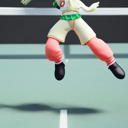 Image similar to cute fumo plush of a girl who's a tennis master, athletics, motion blur, vray