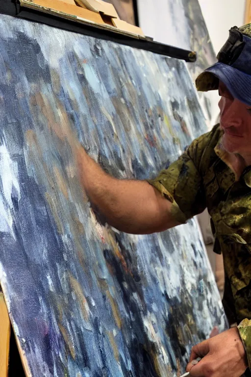 Image similar to Navy SEAL working on a painting to help with ptsd