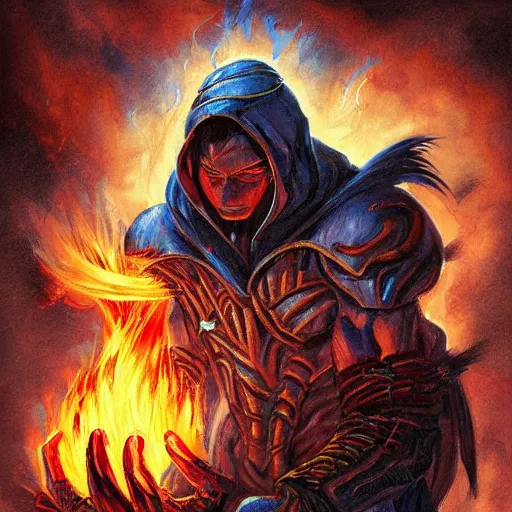 Image similar to magic the gathering koth bringer of fire - art by steve argyle