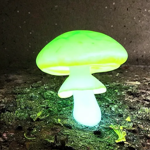 Prompt: “ photo of a glowing alien mushroom, super realistic ”