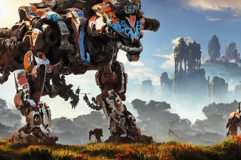 Image similar to burrower machine mecha animal beast robot of horizon forbidden west horizon zero dawn bioluminiscence global illumination ray tracing hdr fanart arstation by sung choi and eric pfeiffer and gabriel garza and casper konefal