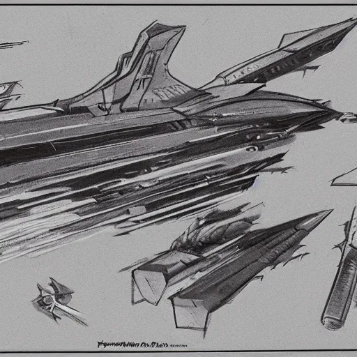 Image similar to sketches of fighting spaceship where other spaceship can land on, full page, technical, detailed