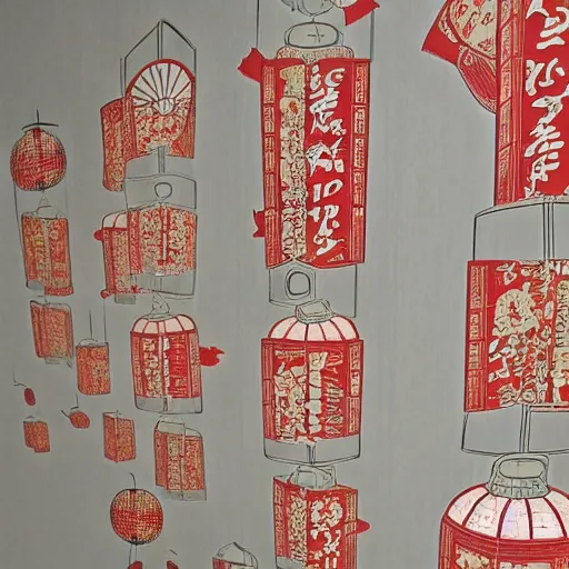 Prompt: traditional japanese lantern signs, wallpaper