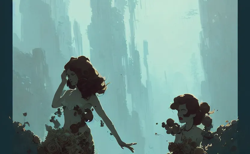 Image similar to celtic naturepunk by atey ghailan, by greg rutkowski, by greg tocchini, by james gilleard, by joe fenton, by kaethe butcher, dynamic lighting, gradient light blue, brown, blonde cream and white color scheme, grunge aesthetic