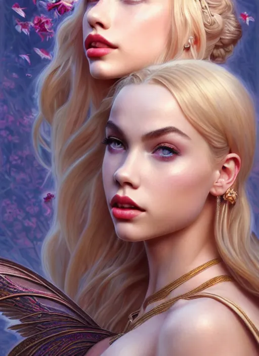 Image similar to ultra realistic illustration, a stunningly beautiful greek gothic goddess of chaos played by jordyn jones and dove cameron and margot robbie and taylor swift and megan fox, intricate, elegant, highly detailed, digital painting, artstation, concept art, smooth, sharp focus, illustration, art by artgerm and greg rutkowski and alphonse mucha