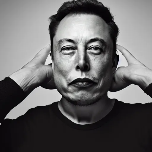 Image similar to a man who is covering his ears from a very loud noise, pained expression, elon musk, photography, 4 k