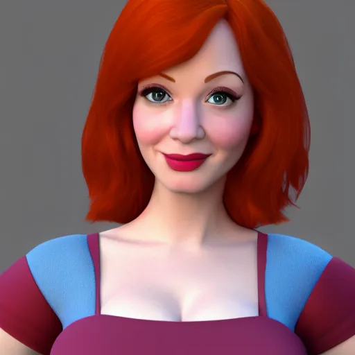 Prompt: Christina Hendricks as Disney Pixar character, 3d render, 4k,