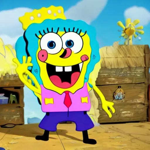 Image similar to Spongebob meets patchy the Pirates, hyper realistic, HD, HQ, photo realistic