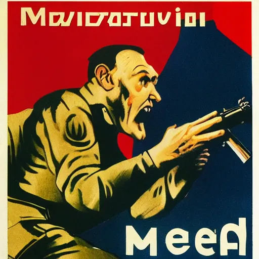 Image similar to a soviet propaganda poster with med - x