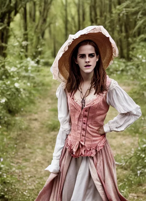 Image similar to Emma Watson for Victorian Secret, perfect face, hot summertime dancing hippie in the rain, full length shot, XF IQ4, 150MP, 50mm, f/1.4, ISO 200, 1/160s, natural light, Adobe Photoshop, Adobe Lightroom, DxO Photolab, Corel PaintShop Pro, rule of thirds, symmetrical balance, depth layering, polarizing filter, Sense of Depth, AI enhanced