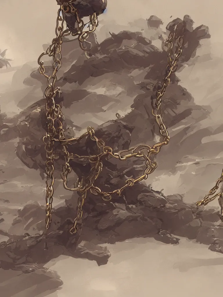 Prompt: chained by Disney Concept Artists, blunt borders, rule of thirds