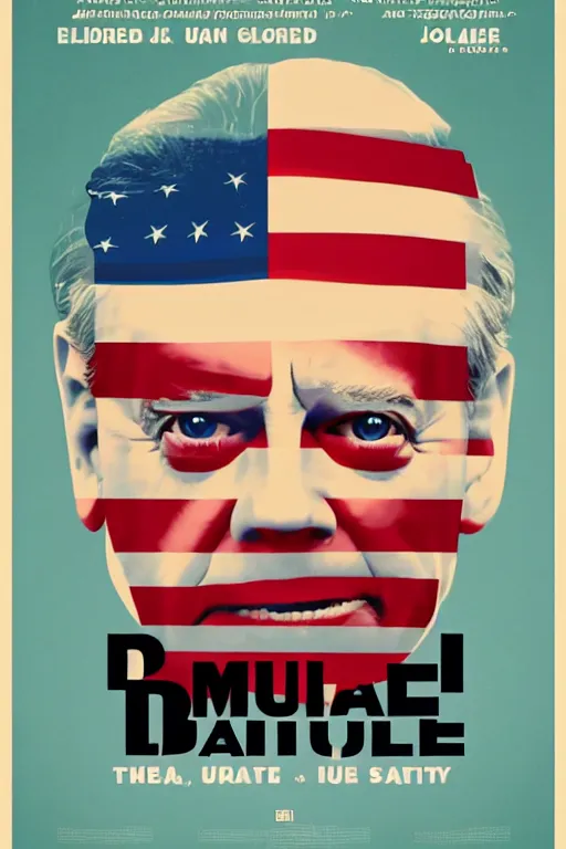 Image similar to minimal movie poster, paul giamatti is united states president joe biden, solid colors, cinematic