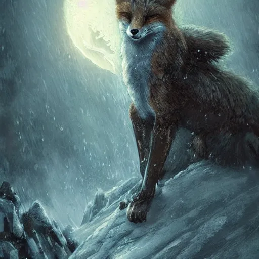 Image similar to a fox in elden ring, elden ring, dark souls, epic fantasy art