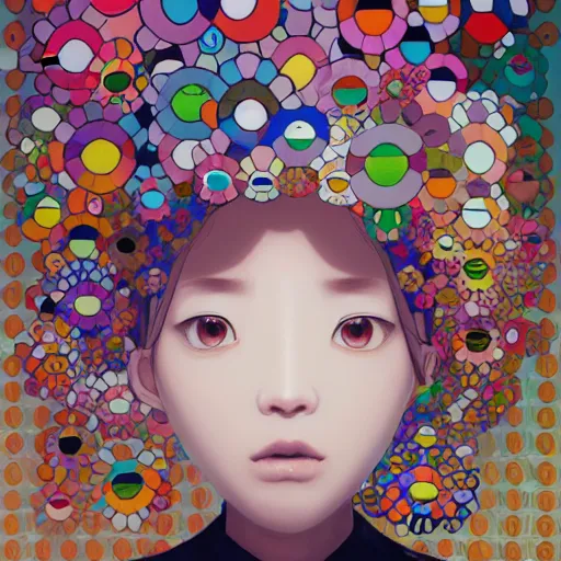 Prompt: a portrait of a girl by takashi murakami, beeple and james jean, aya takano color style, 4 k, super detailed