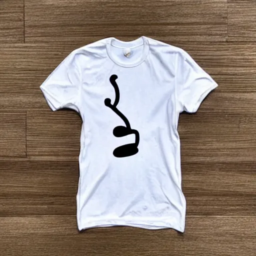 Image similar to photo of a coffee stain in the shape of a trumpet on a white t - shirt
