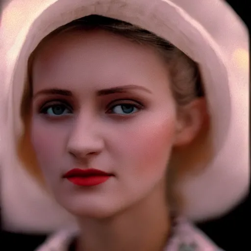 Image similar to pretty ukrainian woman i in the style in the style of andrei tarkovsky, 8 k, 1 9 8 4, close - up bokeh, gelios lens, color, noir by terry o'neill