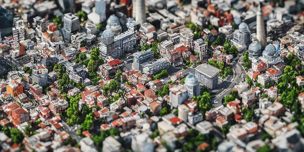 Prompt: a miniature diorama of downtown istambul, macro photography