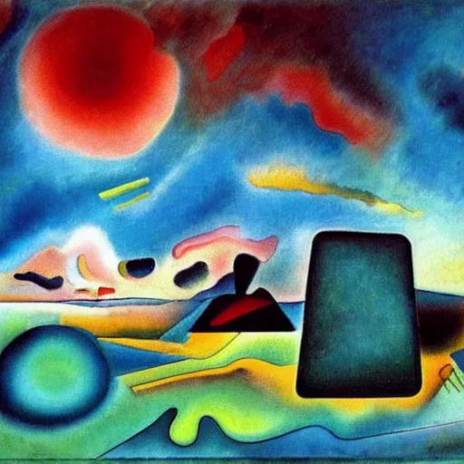 Prompt: an ultra realistic hd dreamy painted surrealism landscape by dali by kandinsky