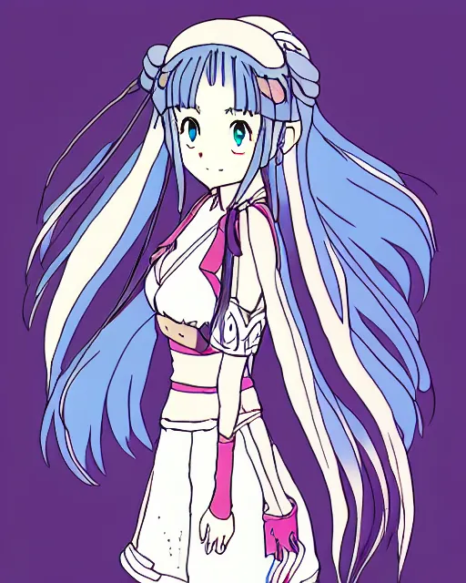 Image similar to anime character, beautiful fantasy warrior girl in the style of studio ghibli, ufotable, atelier lulua, clean linework