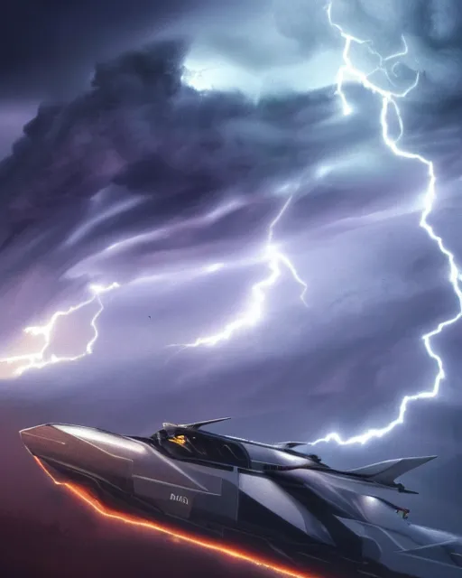 Image similar to ”Commodore 64 ad showing an epic entrance to the atmosphere through the storm clouds and lightnings by a Commodore 64 spaceship escorted by two firebreathing dragons, cinematic, 8k, realistic, ultradetailed, trending on Artstation”