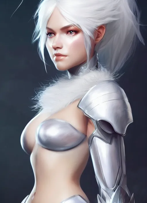 Prompt: fur - lined armor!!! beautiful and elegant white haired female!! gorgeous ayes!! character concept art, sharp focus, octane render! unreal engine 5! highly rendered!! trending on artstation!! detailed linework!! illustration by artgerm, wlop and anna dittmann