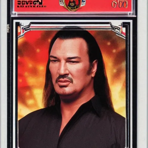 Image similar to Steven Seagal trading card poytail