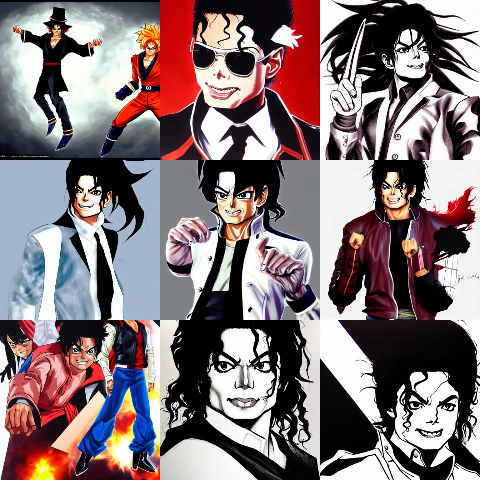 Prompt: michael jackson!!! full medium concept art of michael jackson!! as a dragon ballfighter character, beautiful landscape, 4 k anime character anime concept art ink by akira toriyama, artstation