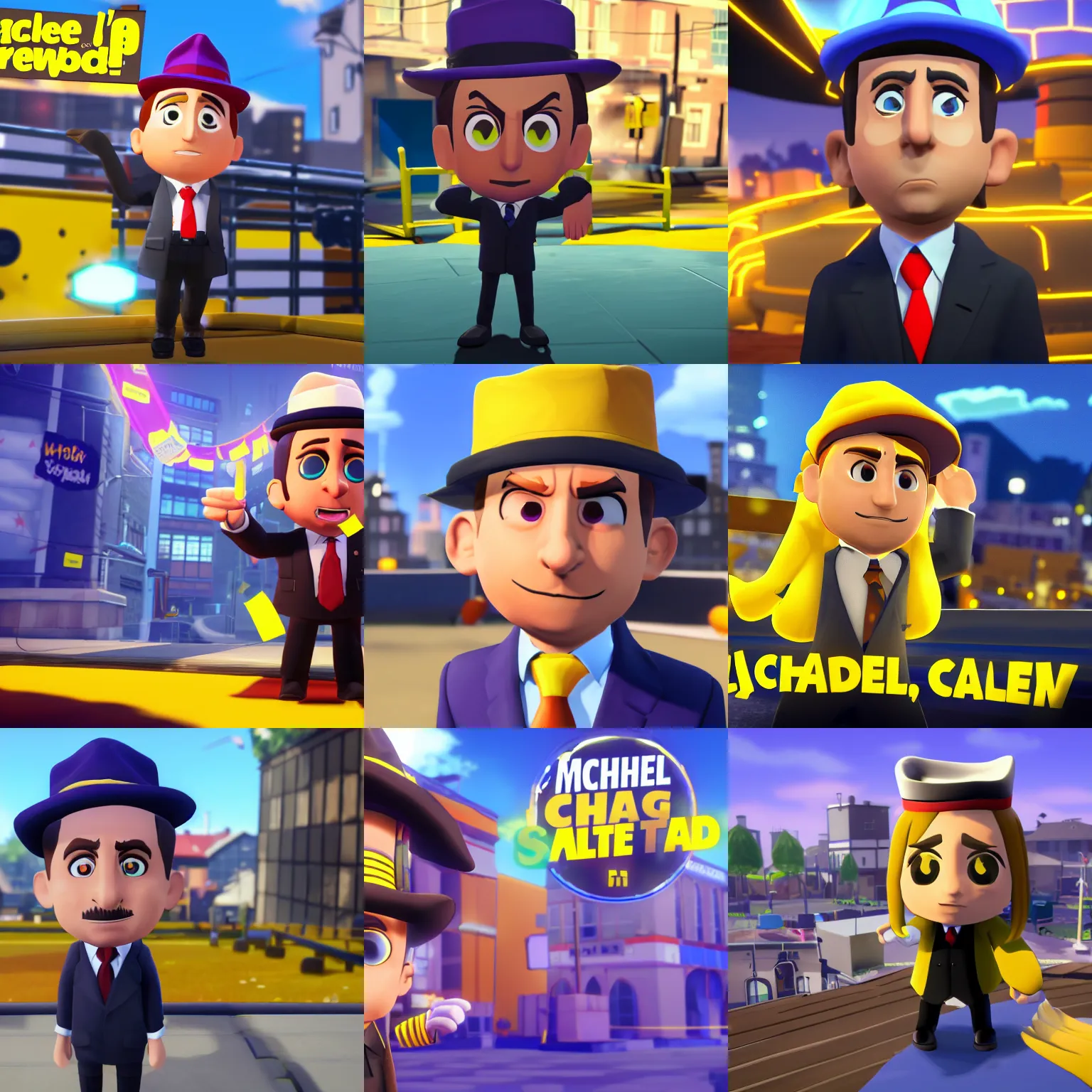 Prompt: Michael Scott in a hat in time game, in-game screenshot, 4k HD