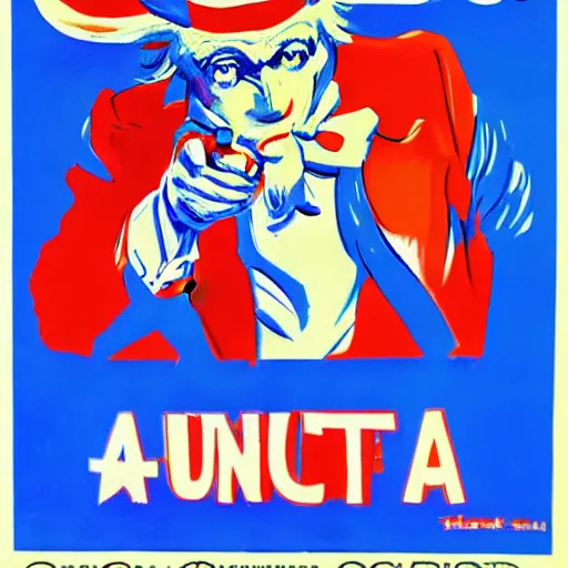 Prompt: fox animal dressed as uncle sam propaganda poster