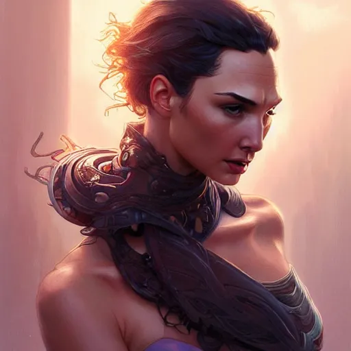 Prompt: beautiful natural Gal Gadot, intricate, elegant, highly detailed, digital painting, artstation, concept art, smooth, sharp focus, illustration, art by artgerm and greg rutkowski and alphonse mucha and loish and WLOP