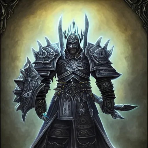 Image similar to world of warcraft lich king gigachad portrait