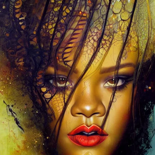 Image similar to a portrait of rihanna by karol bak