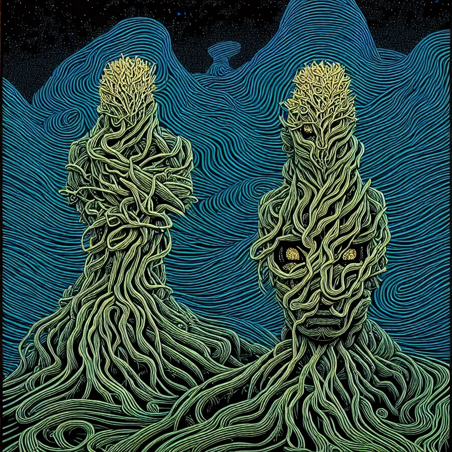 Image similar to A highly detailed crisp god like figure with small and intricate details by dan mumford and Eyvind Earle