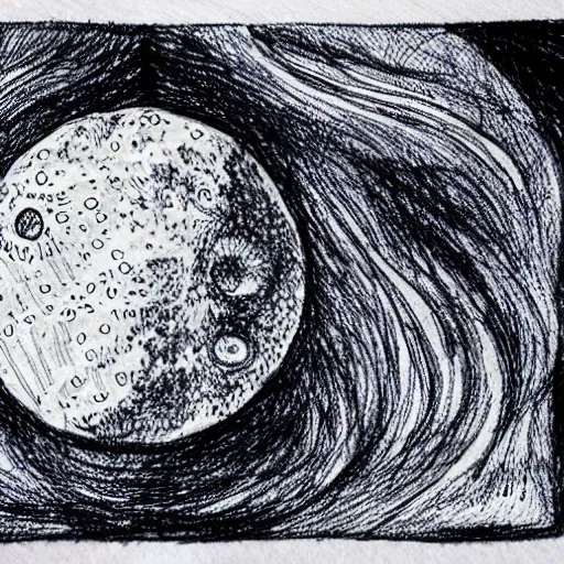 a micron pen drawing of the moon intricate  Stable Diffusion  OpenArt