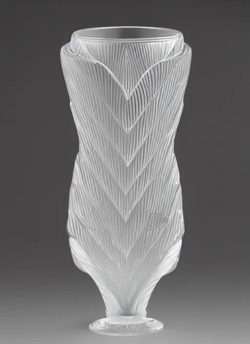 Image similar to Vase in the shape of impossible geometry by Escher, designed by Rene Lalique