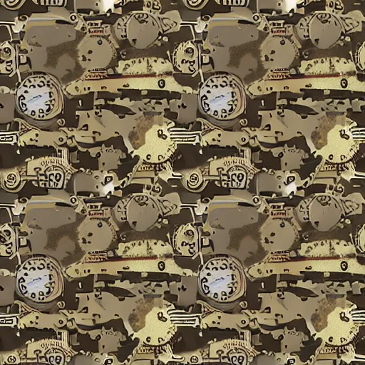 Prompt: steampunk camouflage pattern