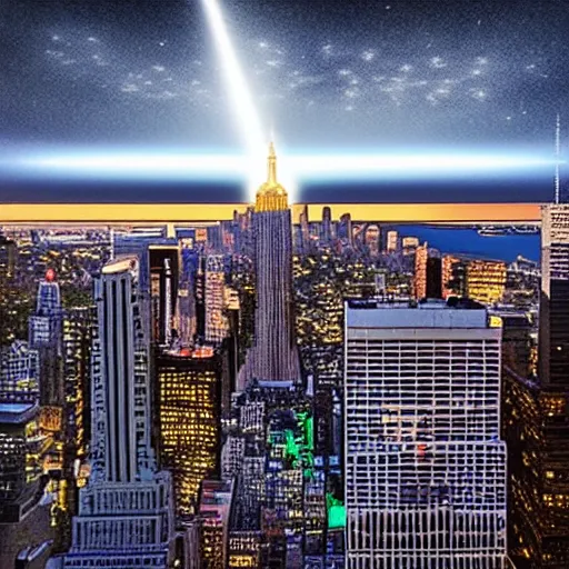 Image similar to alien lights above new york