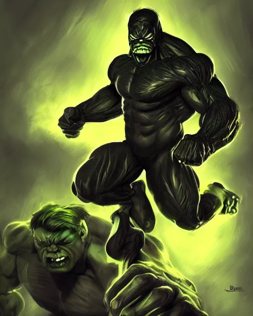 Image similar to hulk symbiote dynamic lighting, fantasy concept art, trending on art station, stunning visuals, creative, cinematic, ultra detailed, comic strip style