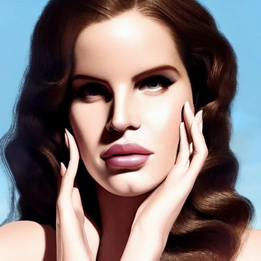 Image similar to Lana del rey in a hand cream commercial, photorealistic, detailed, studio