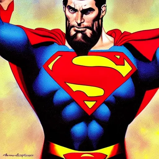 Image similar to superman old with a beard by Alex Ross