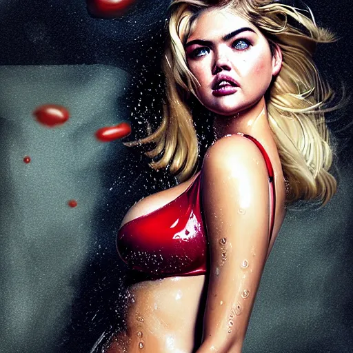 Prompt: kate upton flying freely in rain with wet hair and face, glowing skin eating big macs, fantasy, serving fries, covered in ketchup, captivating dynamic facial expression, intricate, elegant, dramatic lighting, emotionally evoking symbolic metaphor, highly detailed, lifelike, photorealistic, digital painting, artstation, concept art, smooth, sharp focus, illustration, art by John Collier and Albert Aublet and Krenz Cushart and Artem Demura and Alphonse Mucha