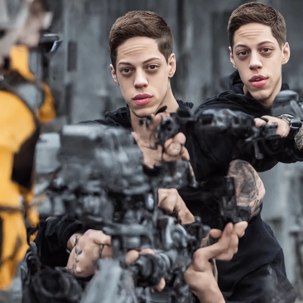 Prompt: pete davidson in an action movie