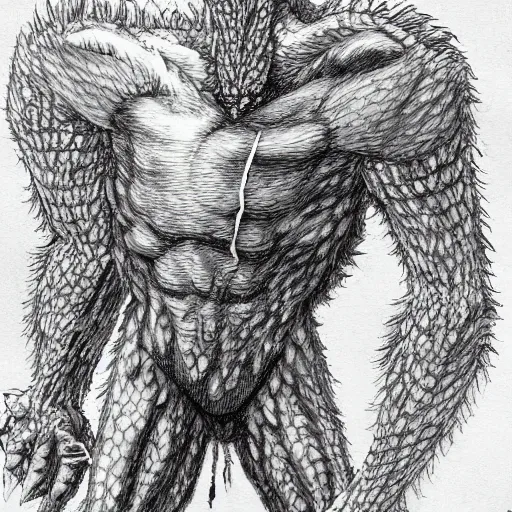 Prompt: humanoid monster by Kentaro Miura