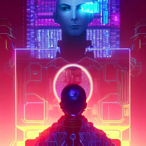 Image similar to a cyberpunk netrunner surrounded by a glowing computer interface, centered in the frame, cyberpunk concept art by Jean Giraud and josan gonzales, digital art, highly detailed, intricate, sci-fi, sharp focus, Trending on Artstation HQ, deviantart, 4K UHD image